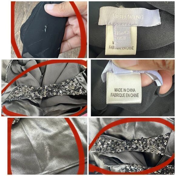 Vera Wang Black Satin Sleeveless Sequin Neck Keyhole Back Evening Maxi Gown 8 - Picture 15 of 16